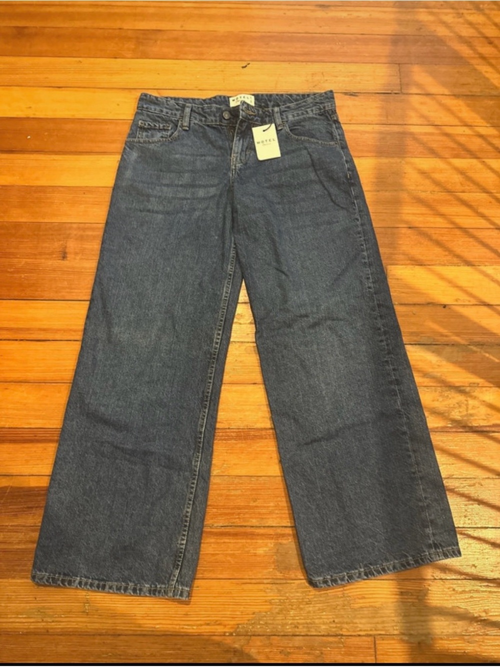 Motel Rocks Wide Leg Jeans - Dark Blue